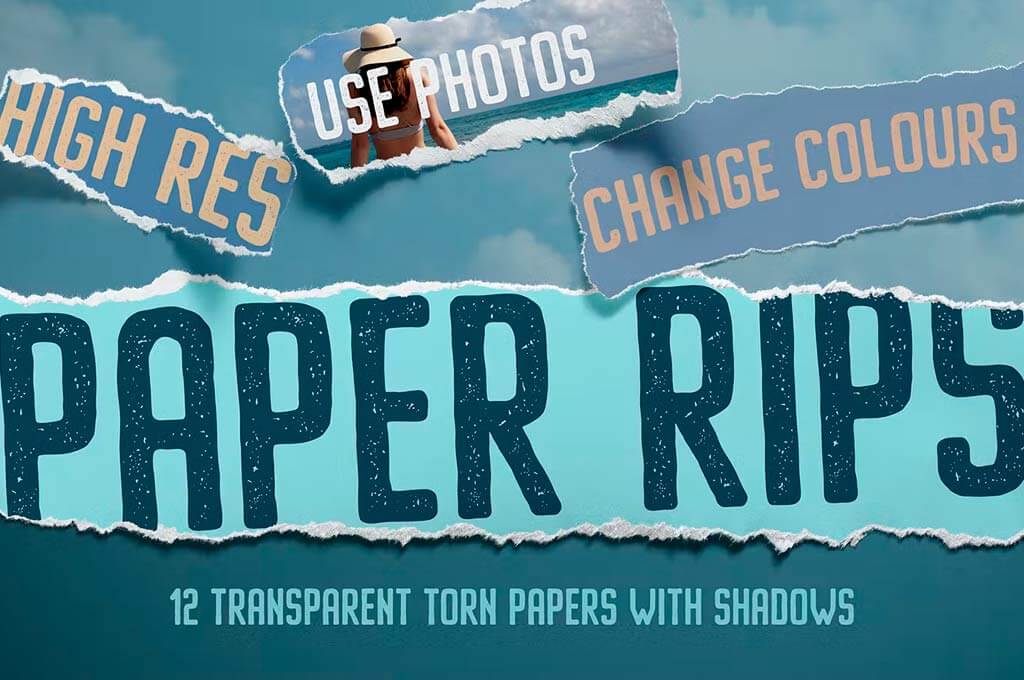 12 Isolated Paper Rips