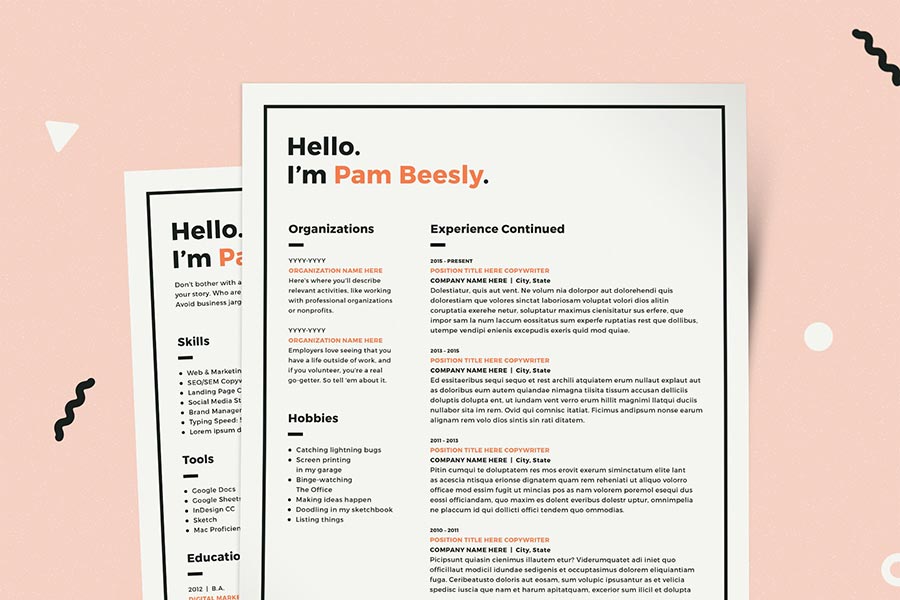 2 Page Resume Template : CV Template