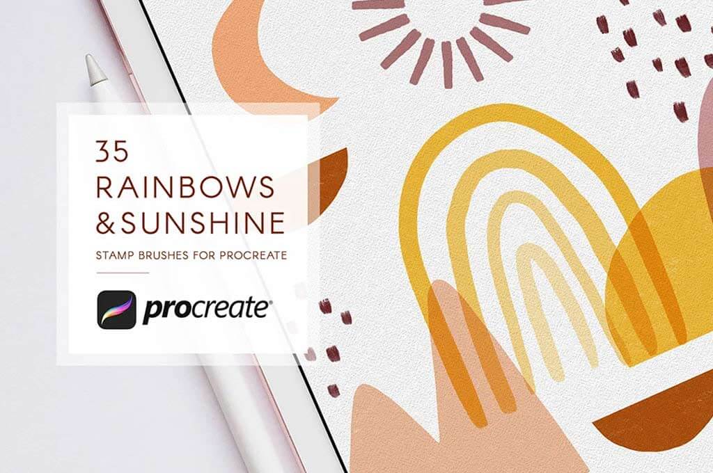 Abstract Rainbows & Sunshine Procreate Stamps Brush Set