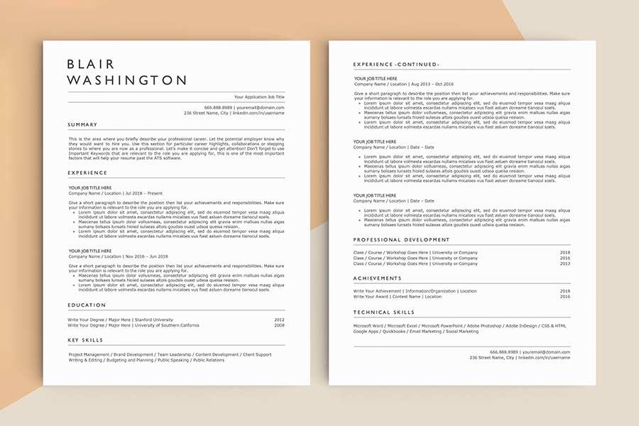 ATS Resume Template — BLAIR