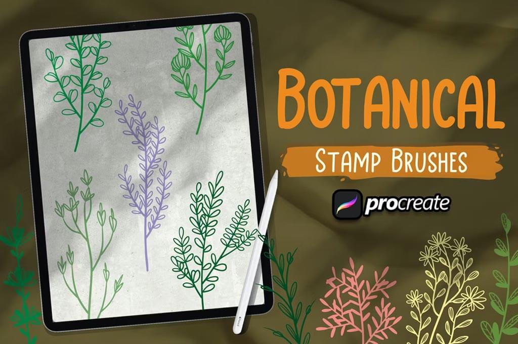 Botanical Leaf Brush Stamp Procreate