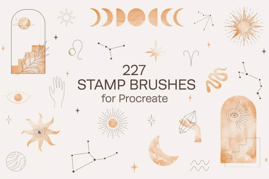 Celestial Stamp Brushes For Procreate & Photoshop