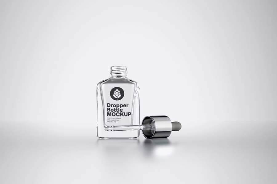 Clear Glass Dropper Bottle Mockup