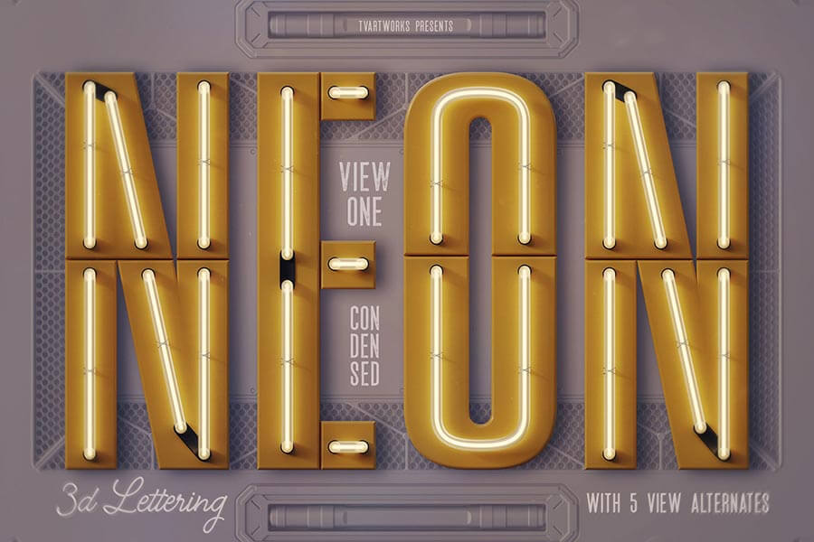 Condensed Neon 3D Lettering