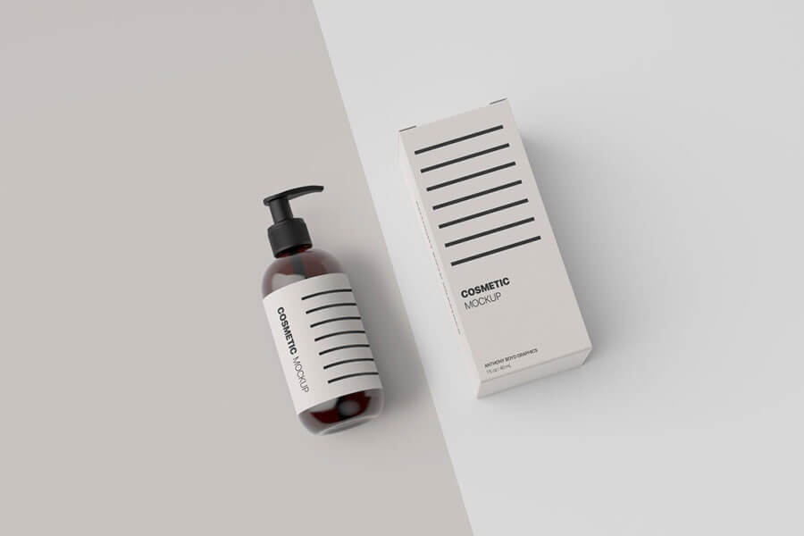 Cosmetic Bottle Packaging Showcase Mockup