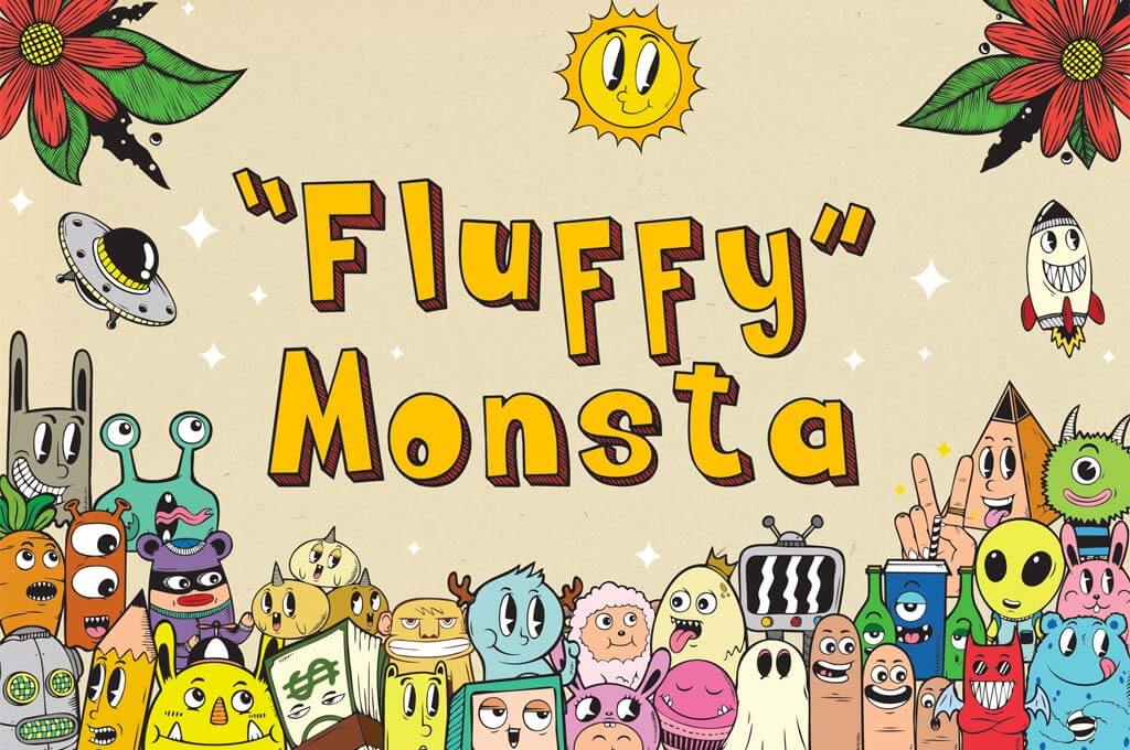 Fluffy Monsta - Cute Doodle Font