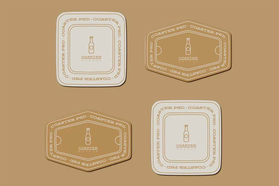 Four Coaster Mockup