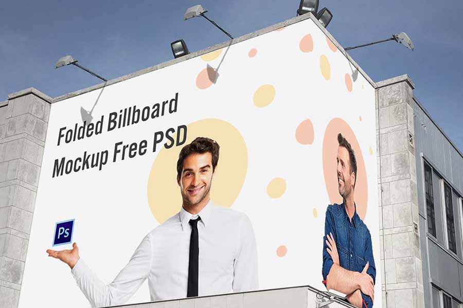 Free Folded Billboard Mockup