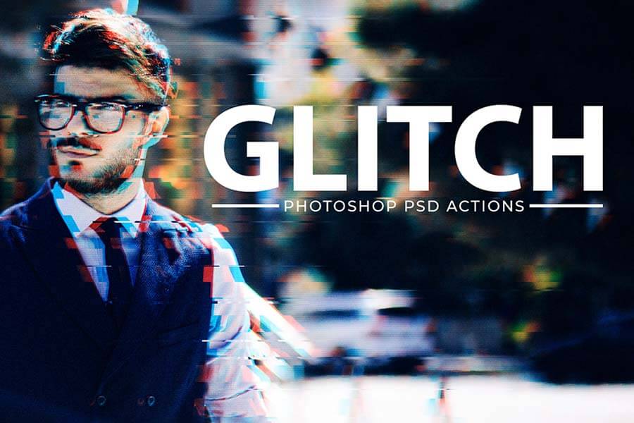 Free Glitch Effect Photoshop Action Kit