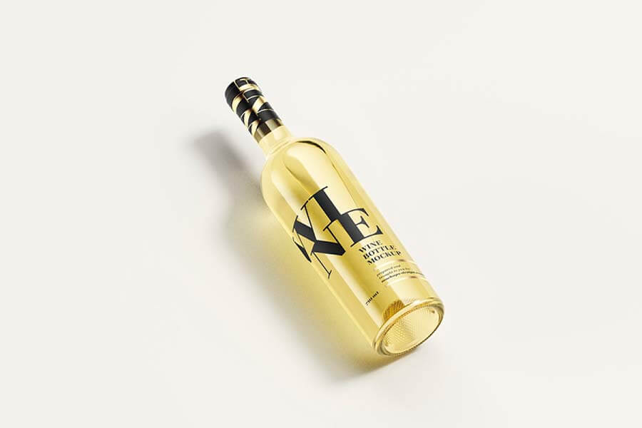 Free White Wine Bottle Mockup