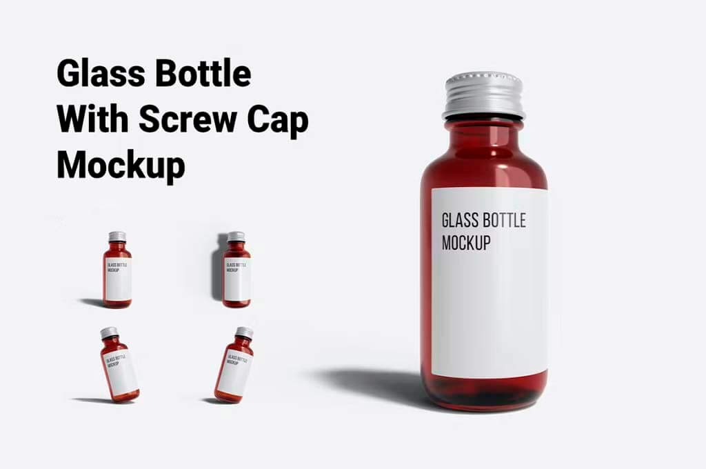 Glass Bottle with Screw Cap Mockup