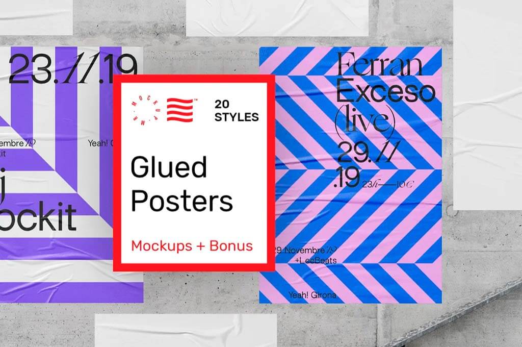 Glued Poster Mockups Scene Generator