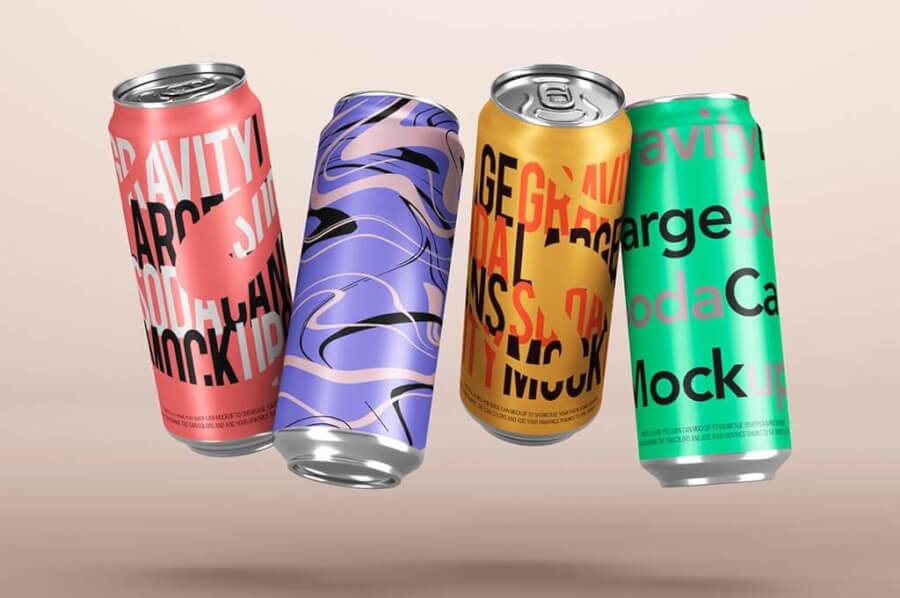 Gravity PSD Soda Can Mockup Set