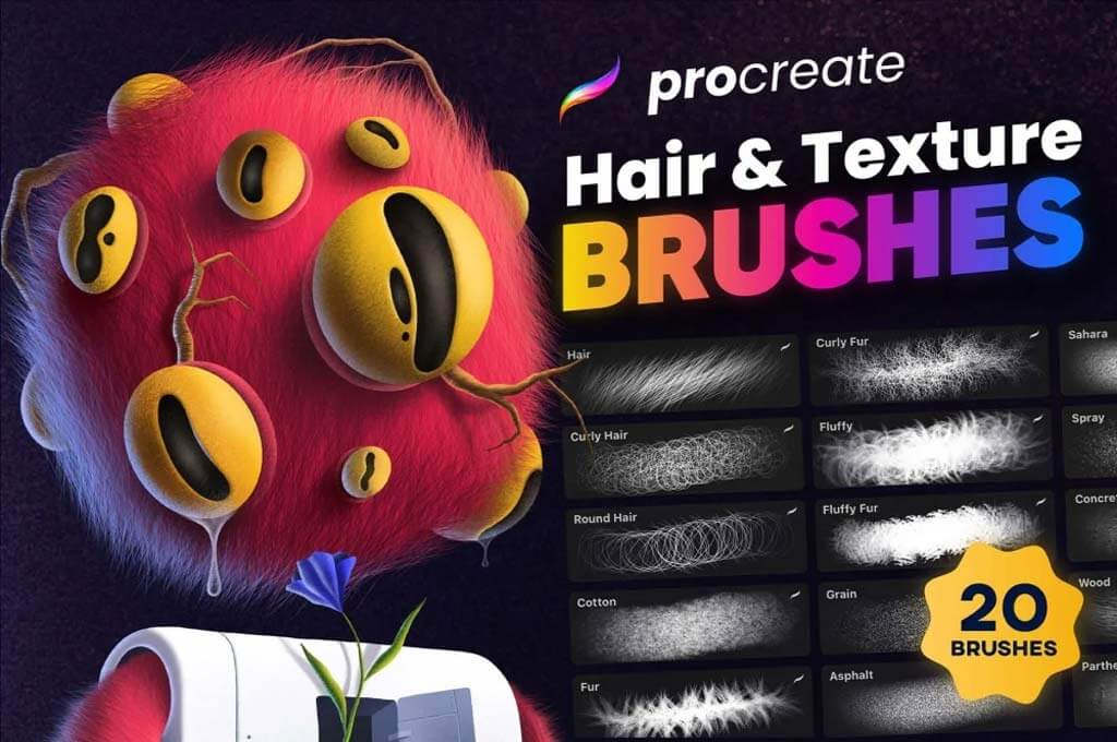 Hair & Texture Brushes For Procreate