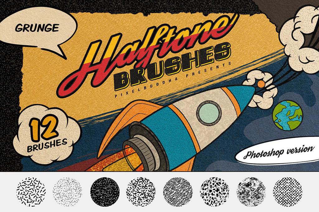 Halftone Grunge Photoshop Brushes