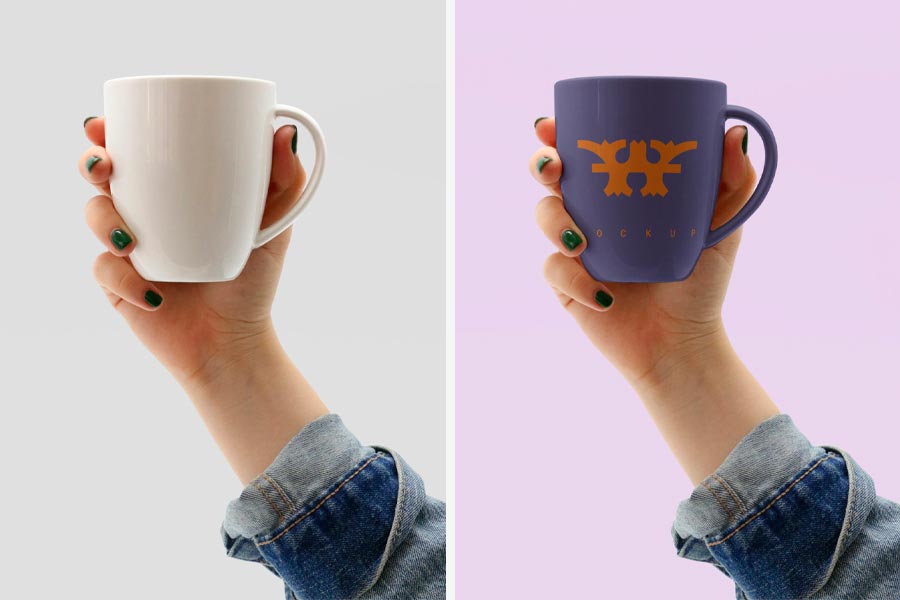 Hand Holding Mug Mockup