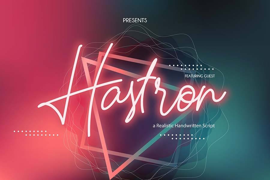 Hastron | Neon Monoline Script