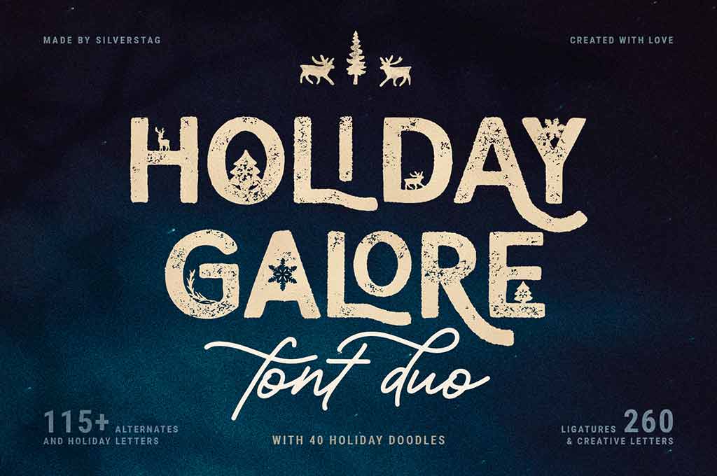 Holiday Galore — Hand-Drawn Font Duo With Doodles