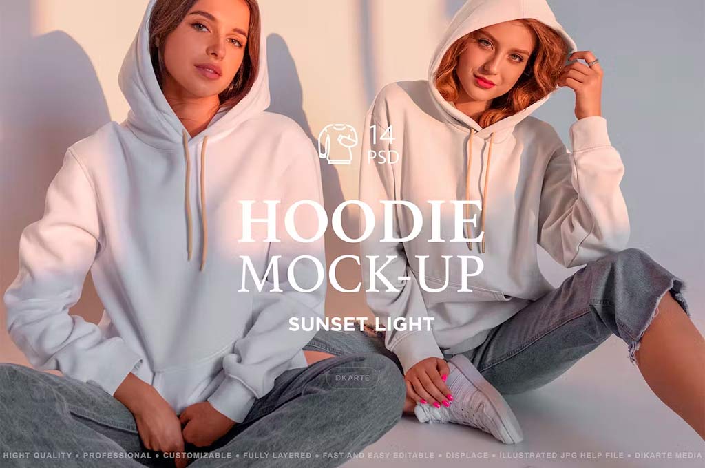 Hoodie Mockup Sunset Lights