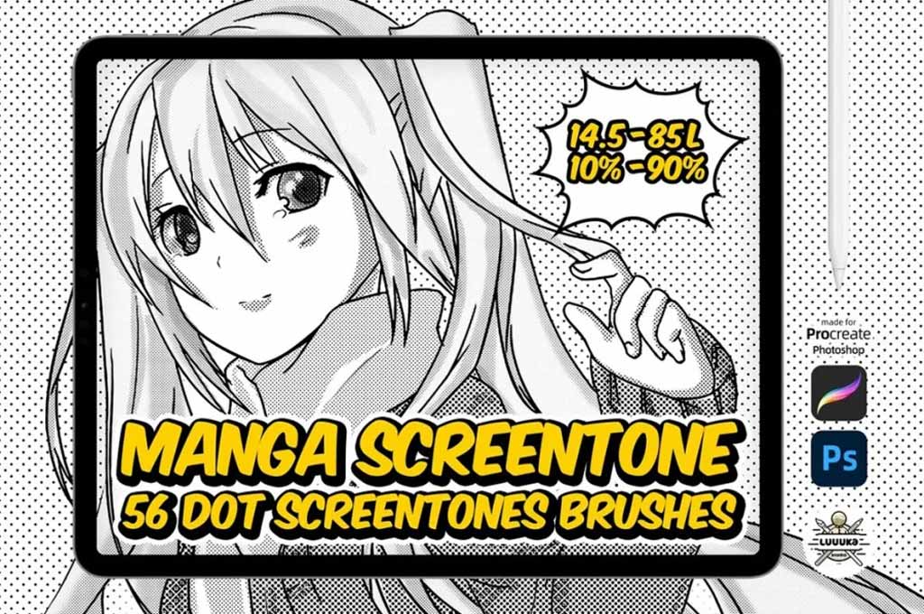 Manga Screentone Halftones Brushes