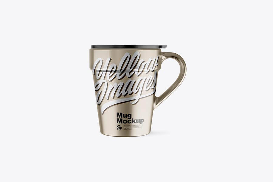 Metallic Mug with Cap Mockup