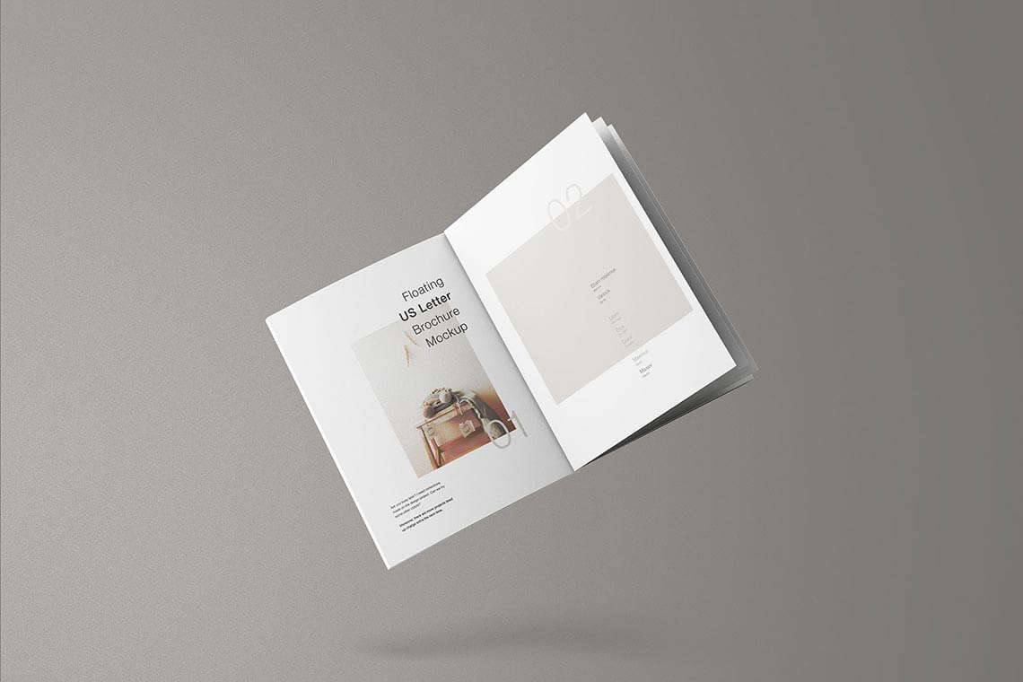 Minimal Floating US Letter Brochure Mockup