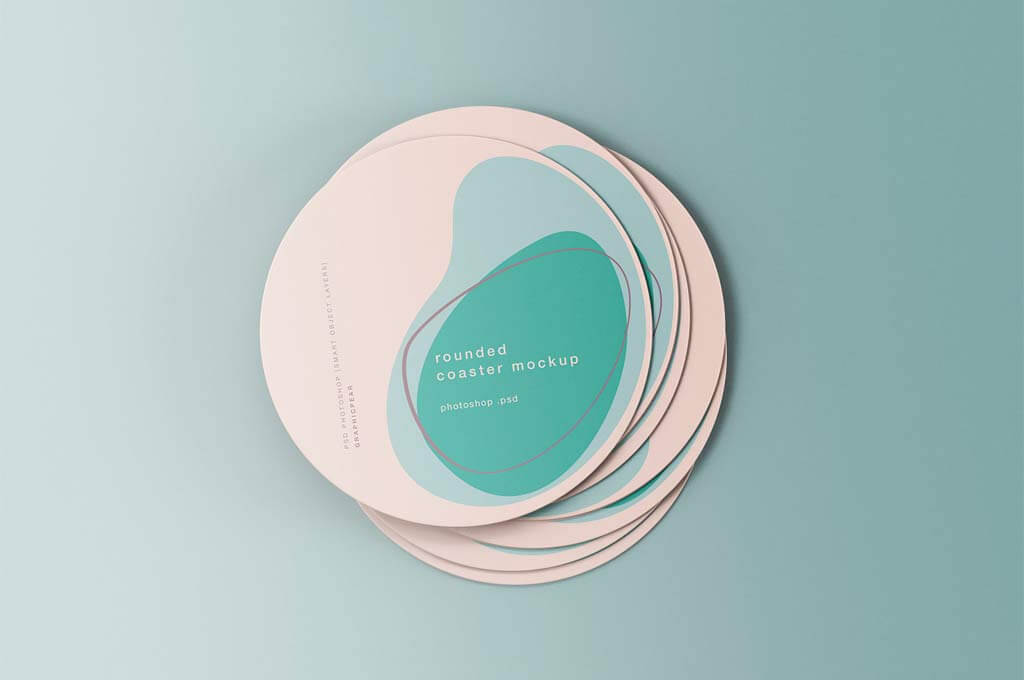 Minimal Rounded Coasters Mockup