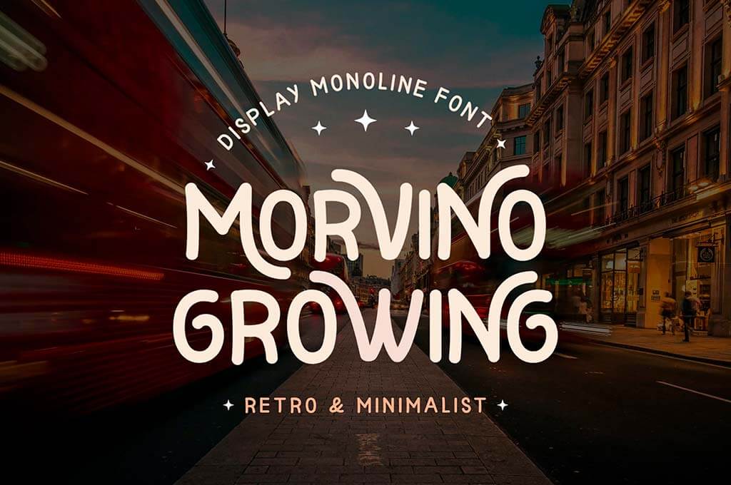 Morvino Growing — Retro Monoline font