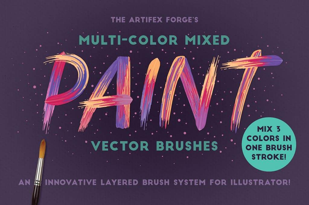 Multi-color, Mixed Paint Brushes