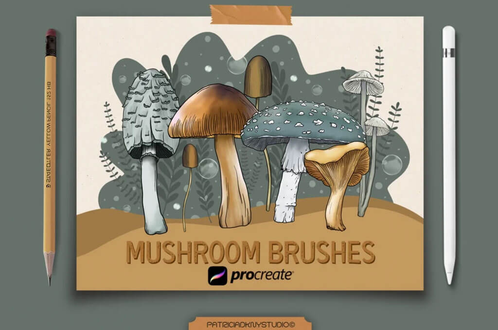 Mushroom Stamp Brushes for Procreate