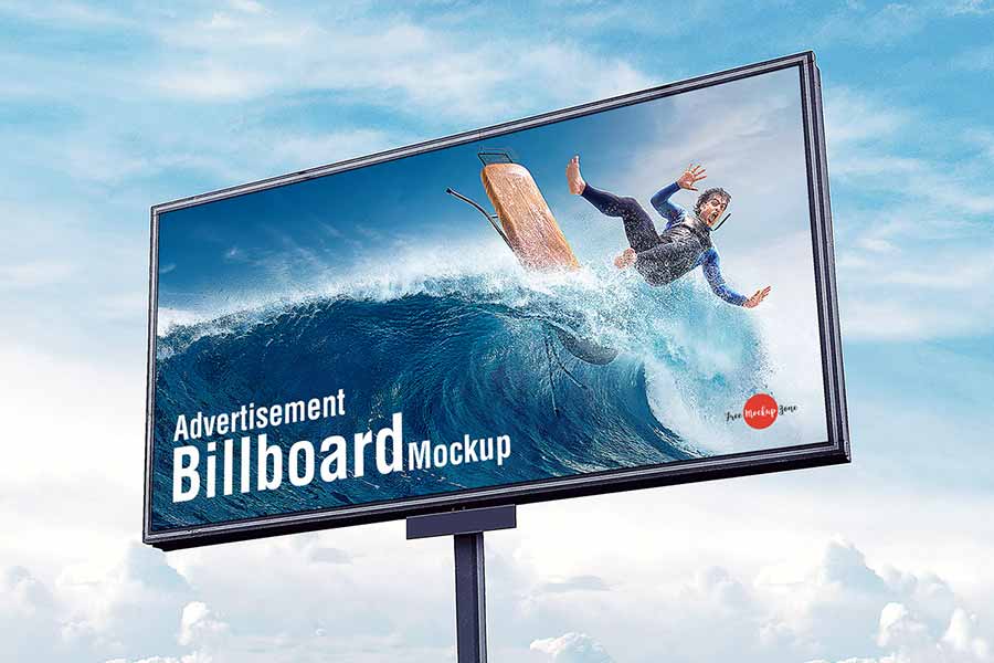 Outdoor Advertisement Sky Billboard Mockup