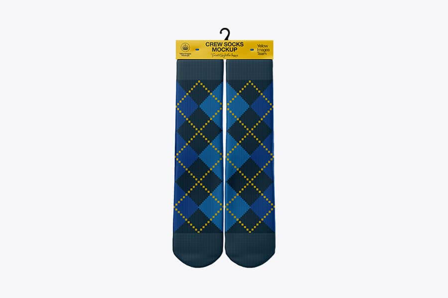 Pair Crew Socks Mockup