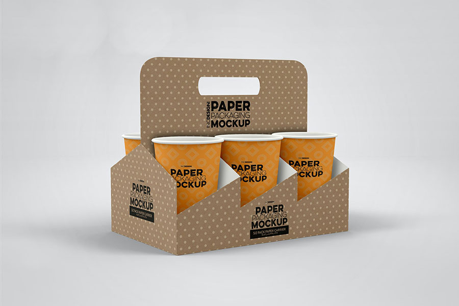 Paper Cup Holder Packaging Mockup