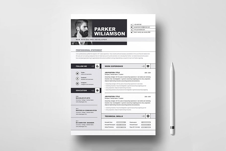 Photographer CV — Free Template