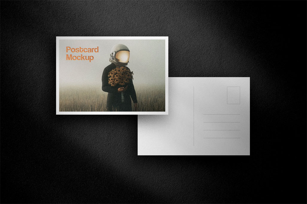 Postcard Mockups with Shadow Overlays