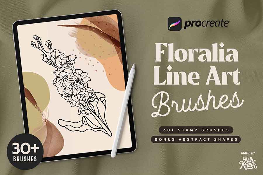 Procreate Floralia Line Art Brushes