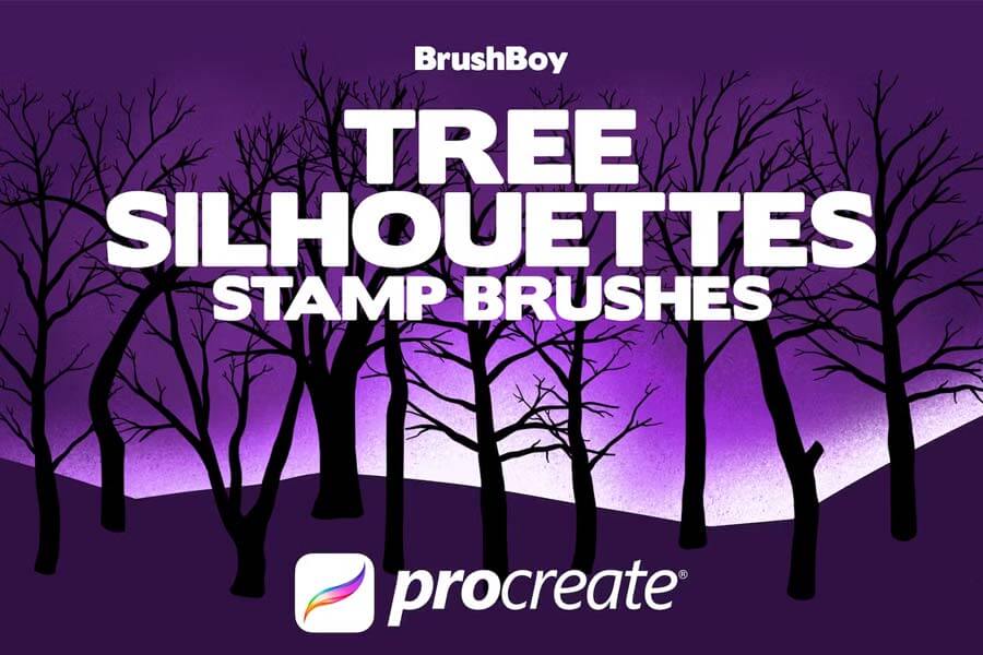 Procreate Tree Silhouette Stamp Brushes