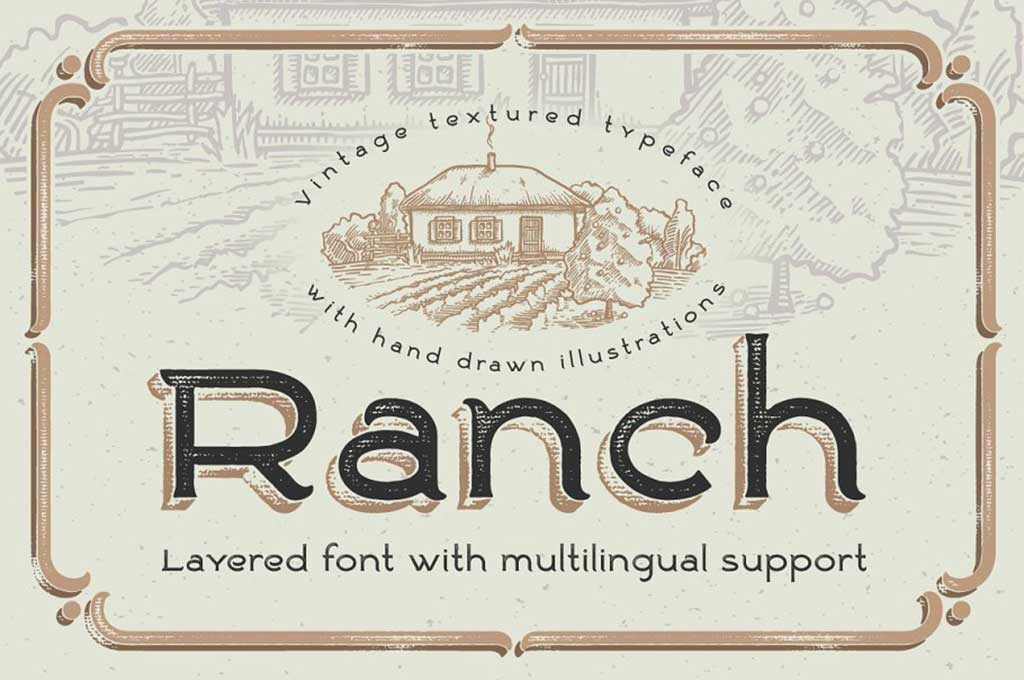 Ranch Vintage Font & Illustrations