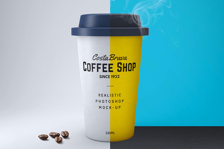 Realistic Paper Cup Mockup