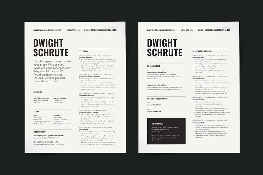 Resume Template Word Pages InDesign