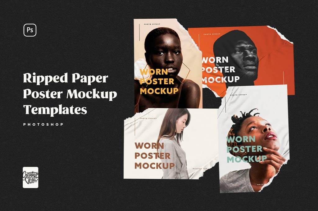 Ripped Paper Poster Mockup Set