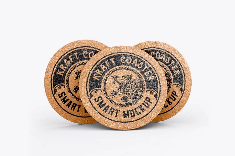 Round Cork Coaster Mockup