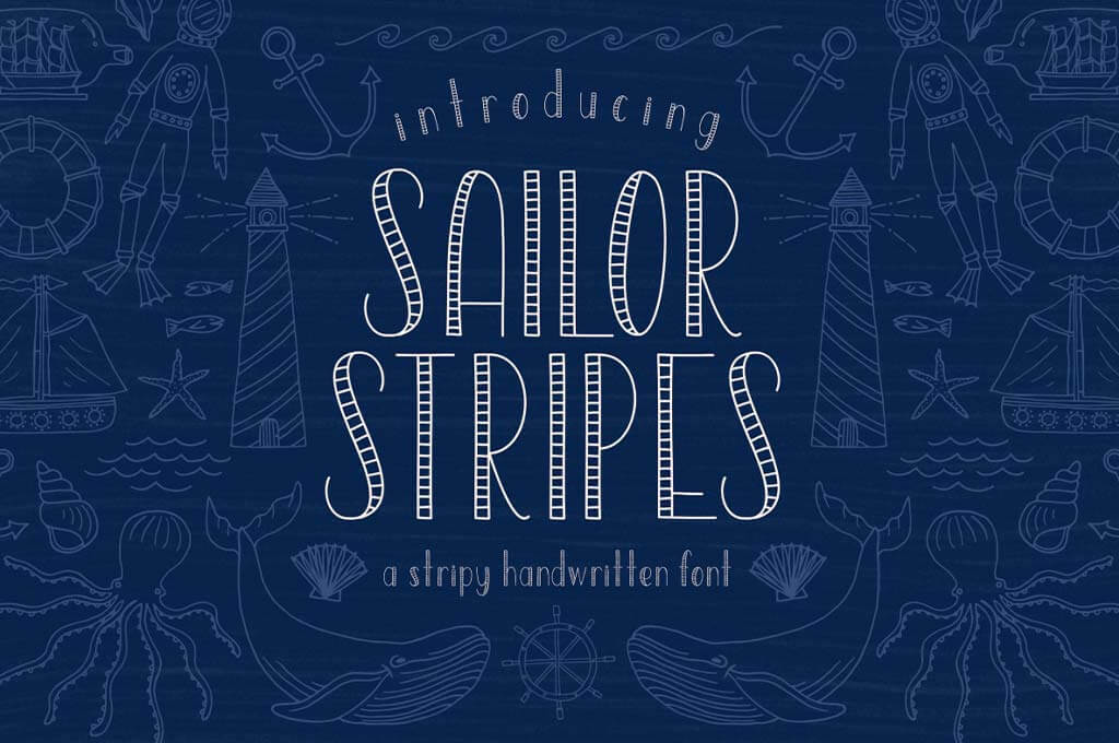 Sailor Stripes San Serif Font And Illustrations