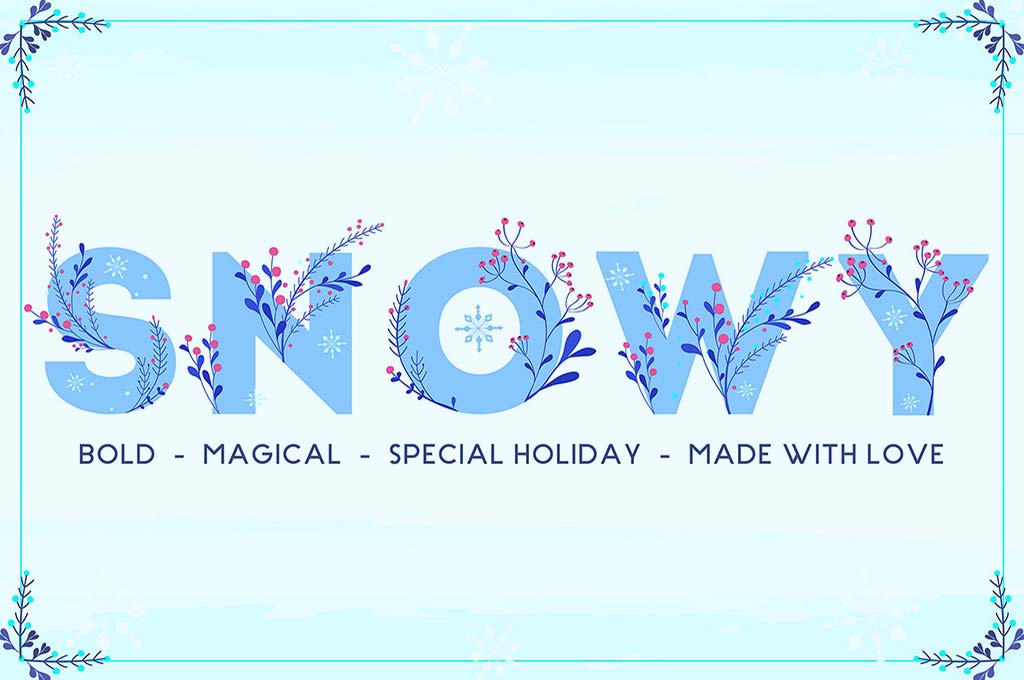 Snowy — Winter Floral Color Font