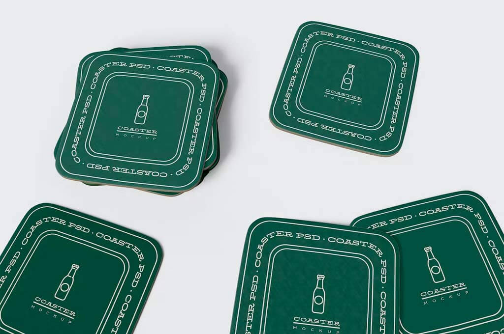 Square Cardboard Coaster Mockup