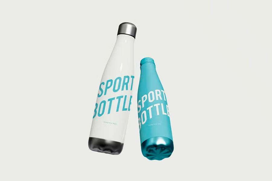 Stainless Steel Water Bottles Mockup