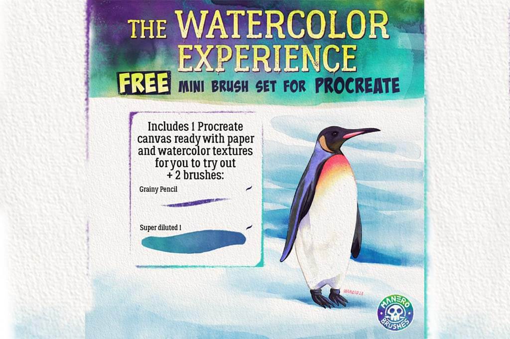 The Watercolor Experience FREE Mini Brush Set for Procreate