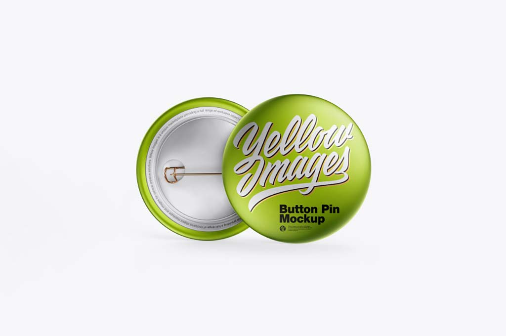 Two Metallic Button Pins Mockup