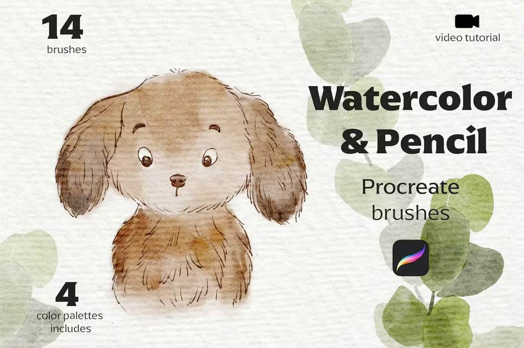 Watercolor & Pencil Procreate Brushes