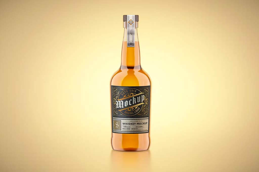 Whiskey Glass Bottle Mockup